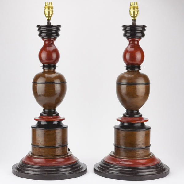 Pair of French wooden lamps - Pulper & Cobbs