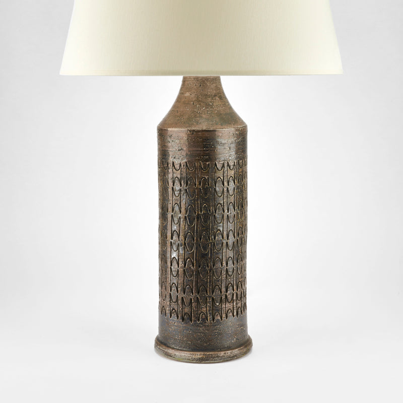 Bitossi incised<br>brown/metal lamp - Pulper & Cobbs